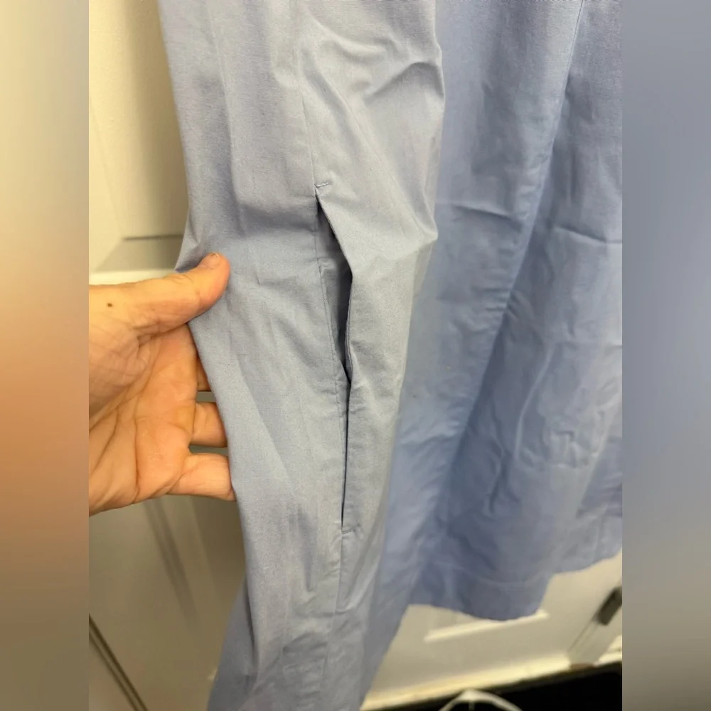 Eileen Fisher Sleeveless Organic Cotton Poplin Dress Quarter Zip Light Blue Sz M - Picture 6 of 10